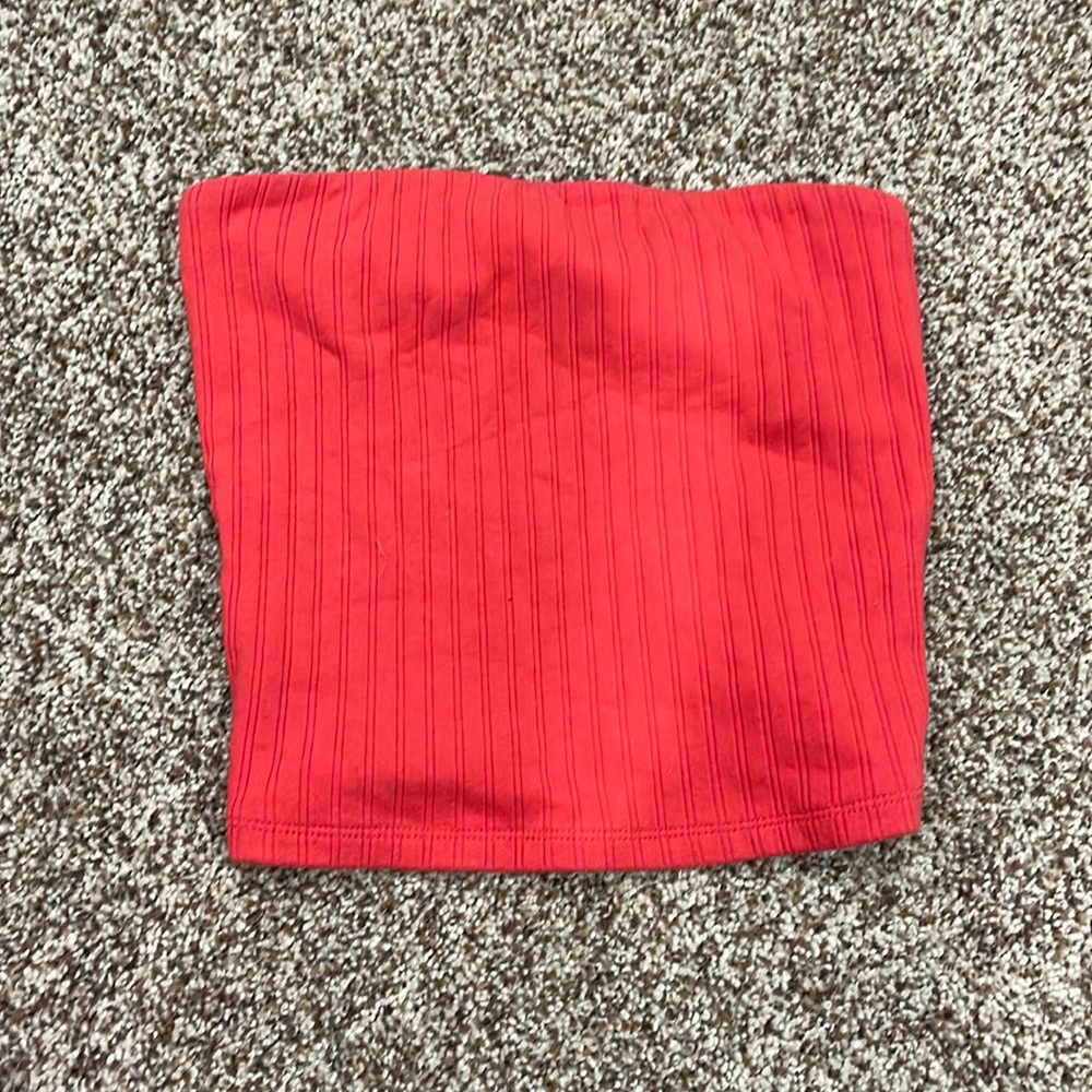 strapless red striped top size small girls